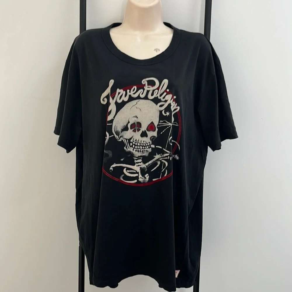 True Religion Smoking Skull Graphic Tee Men's XXXL Black Cotton Short Sleeve T-S